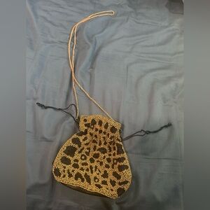 Leopard Print Drawstring Bag